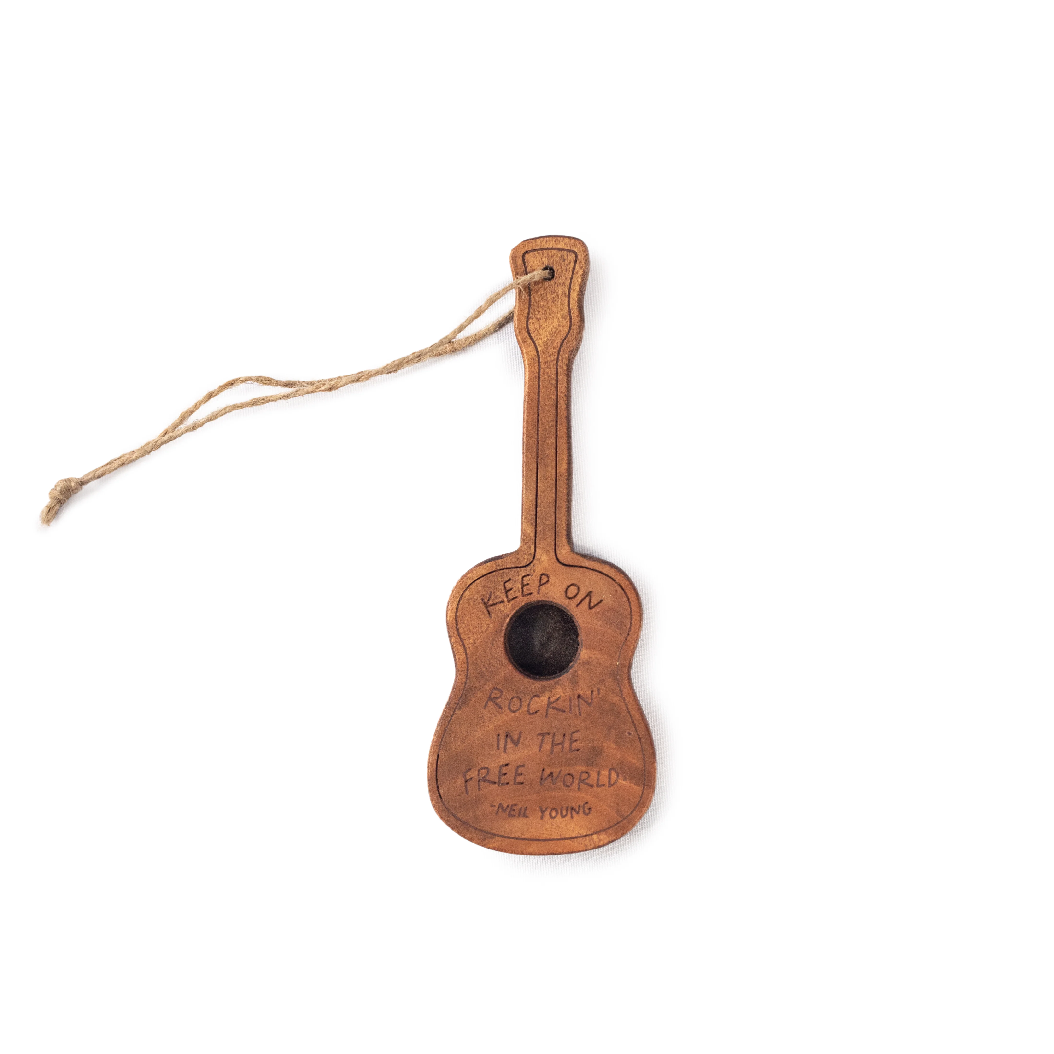 Keep on rockin' in the free world (Neil Young) Wooden Guitar - 2"x5"
