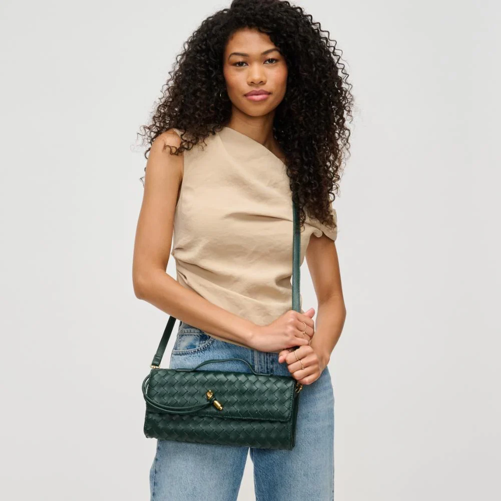 Ada Top Handle Woven East West Clutch Crossbody - Image 2
