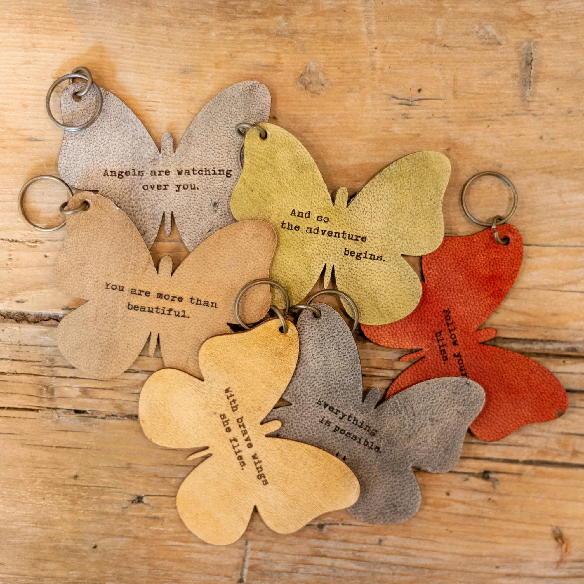 Angels are watching over you Leather Butterfly Keychain 3"x3" - Image 2