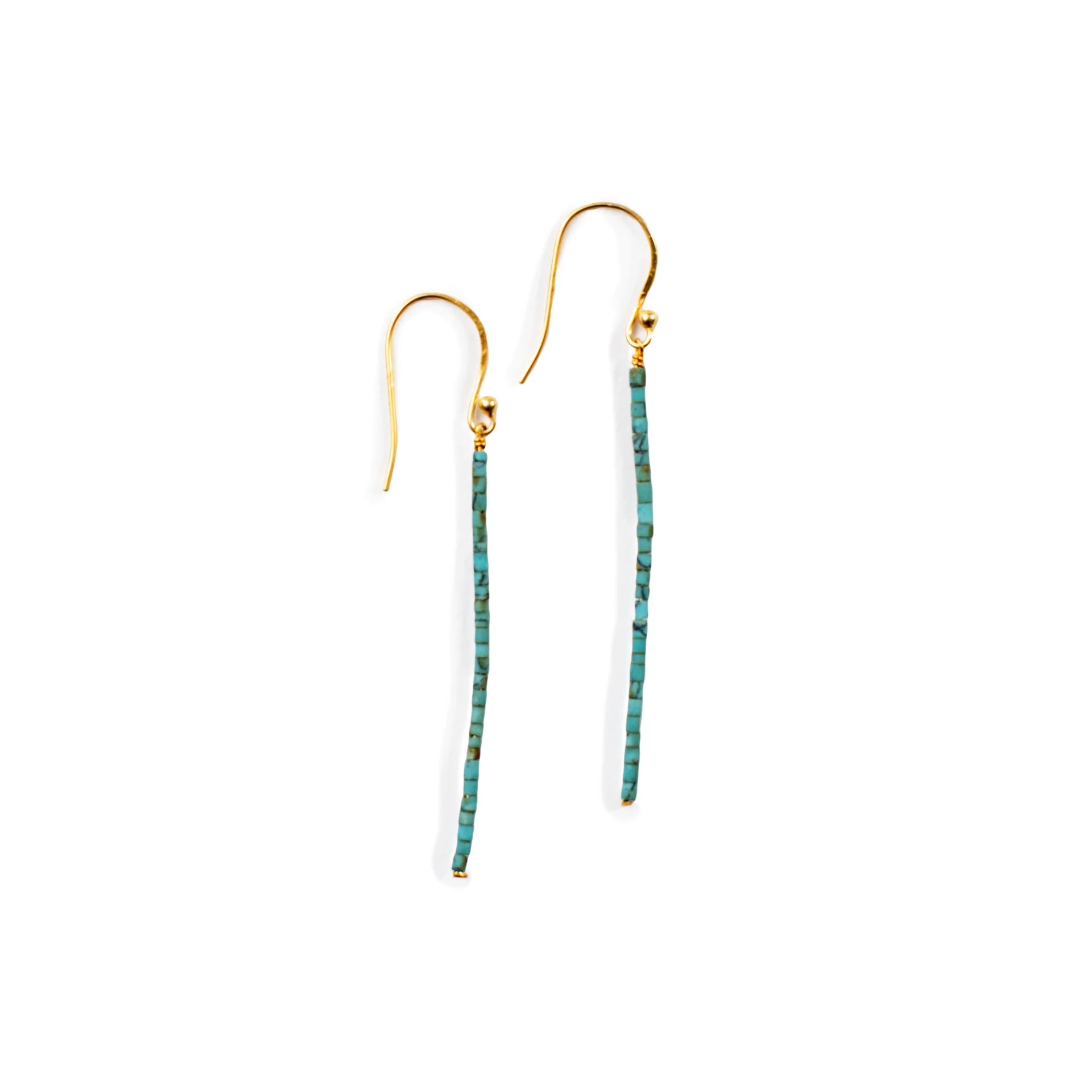 ***Beaded Linear Earrings - Gold Shiny - Image 5