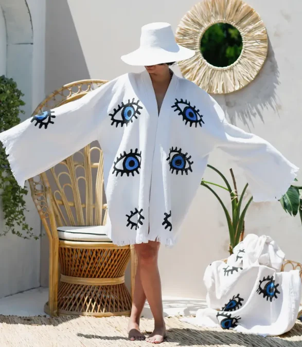 Blue Evil Eye Kaftan Kimono