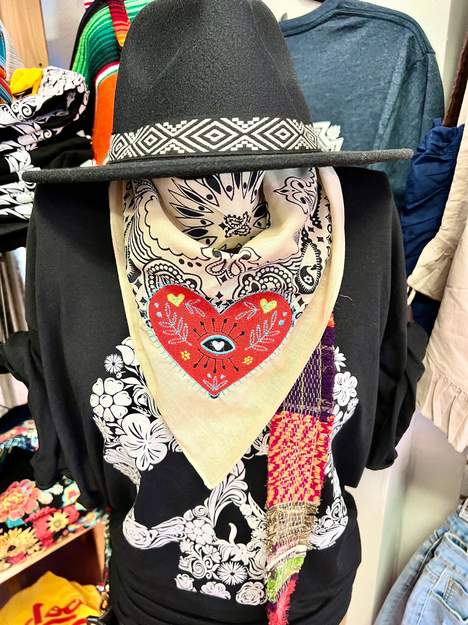 Boho Heart Embroidered Bandana - Image 2