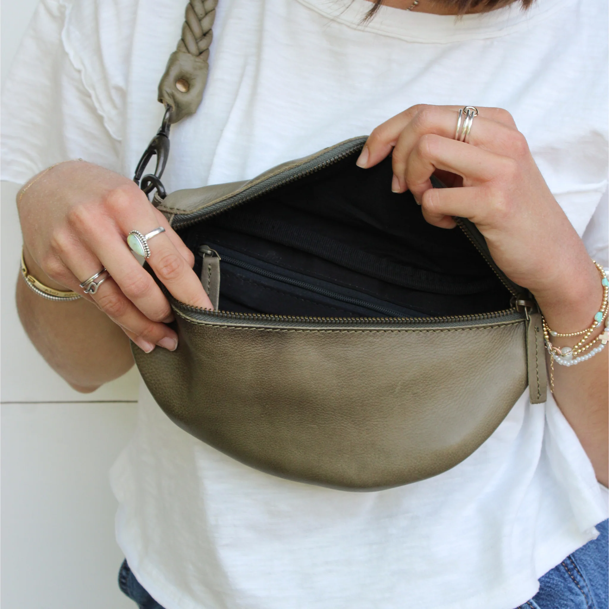 Braided Strap Small Bag Moss - Image 3