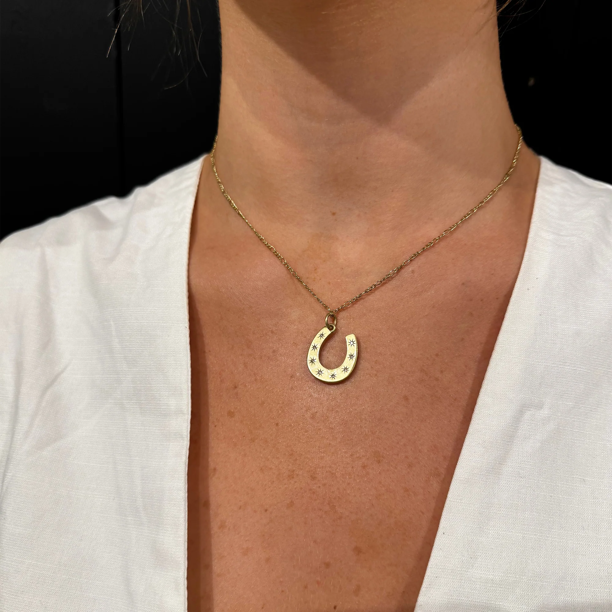 Brass Horseshoe with Cz Stones Necklace - Image 3
