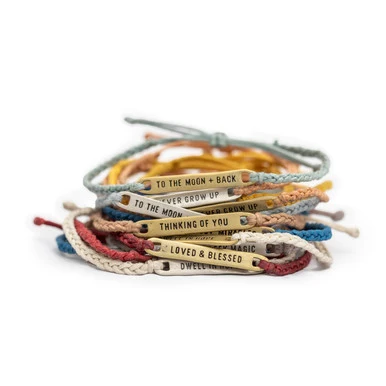 ***Brass Namaste Braided Bracelet - Green - Adjustable - Image 4