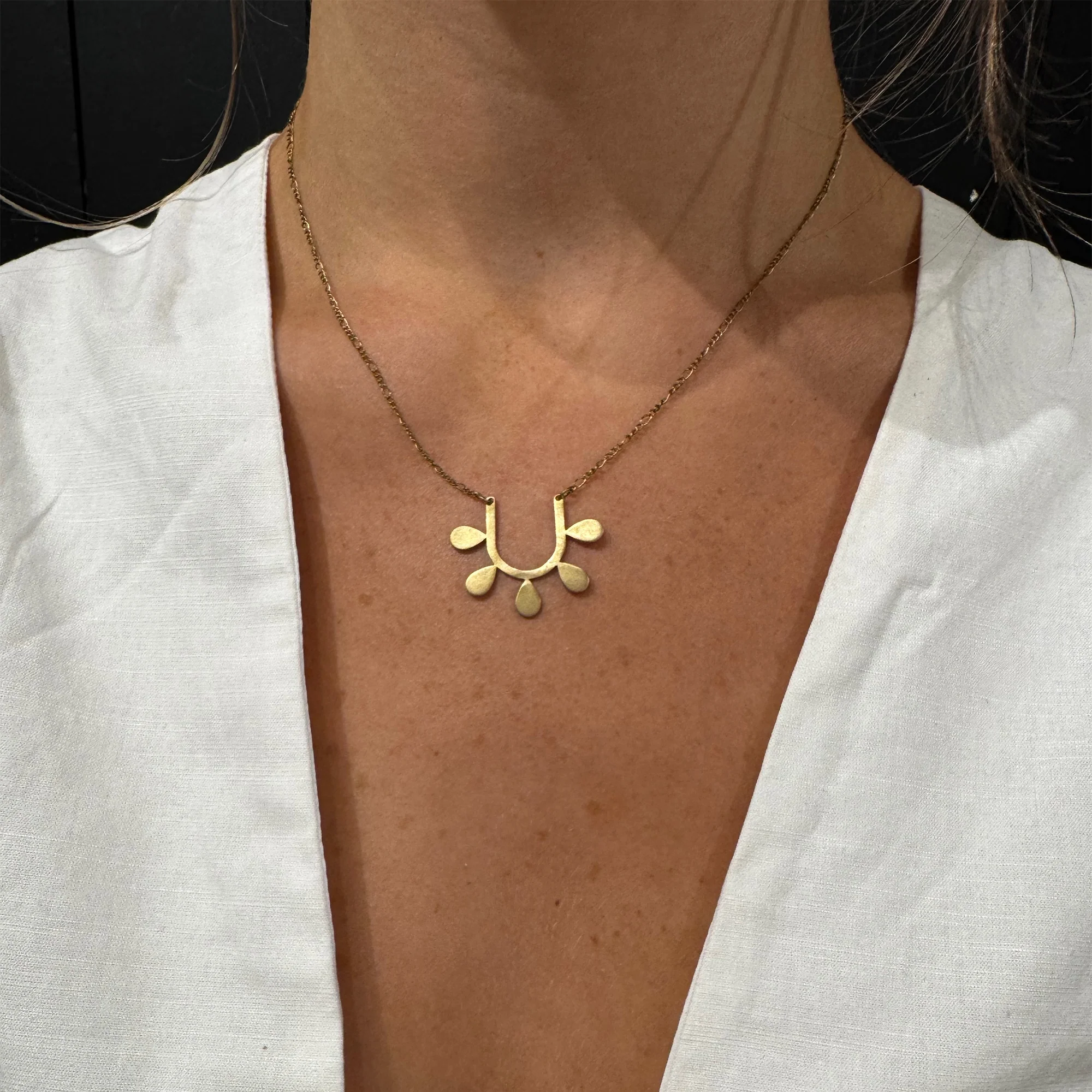 Brass Petal Loop Necklace - Image 3