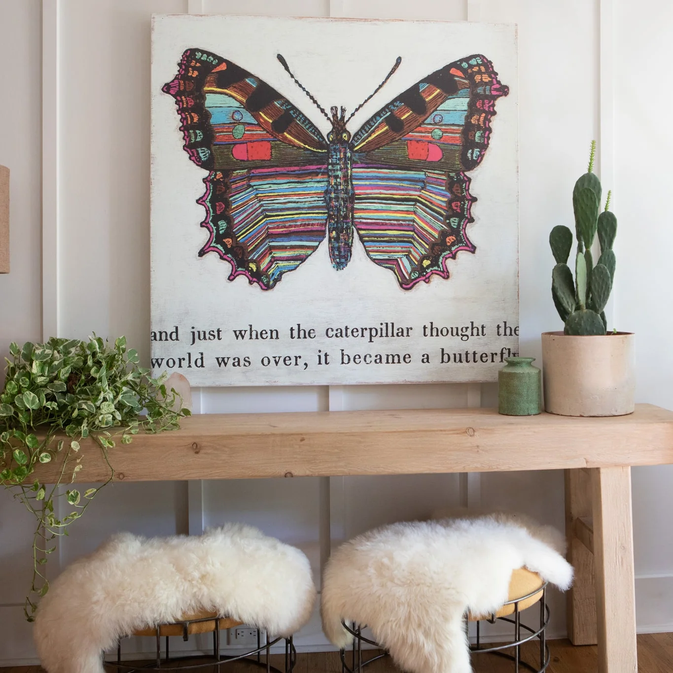 Butterfly Art Print  (Grey Wood) - Image 2