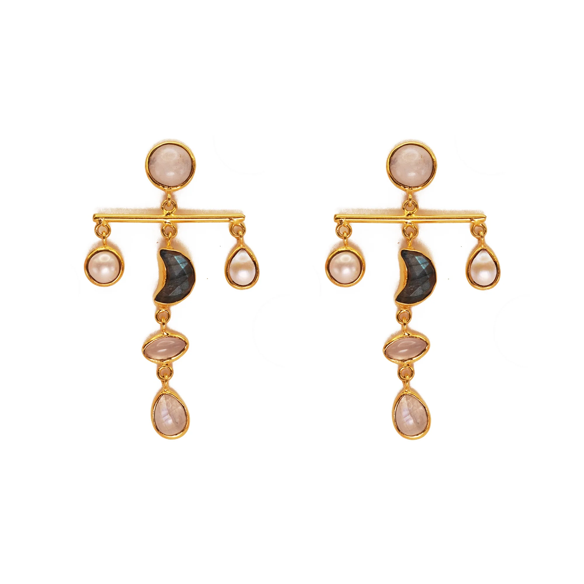 ***Crescent Moon Multi-Stone Mobile Dangles