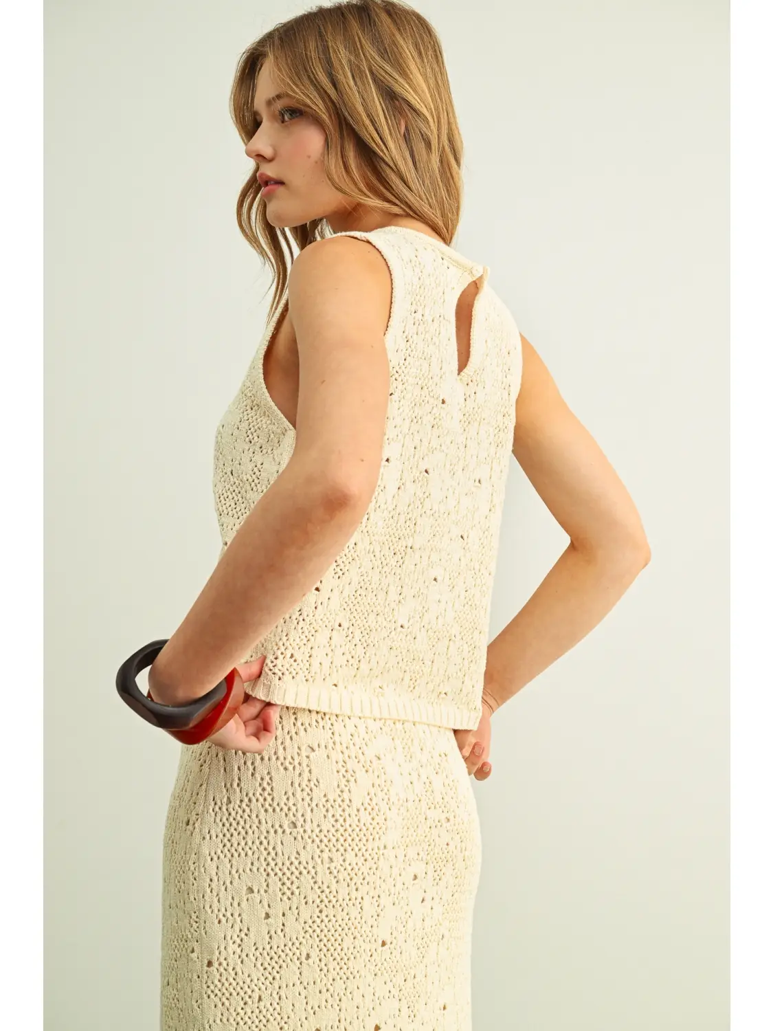 Crochet Knit Tassel Hem Crop Top - Image 3