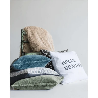 ***Elephant Velvet Pillow With Poms - 22"x22 - Image 4