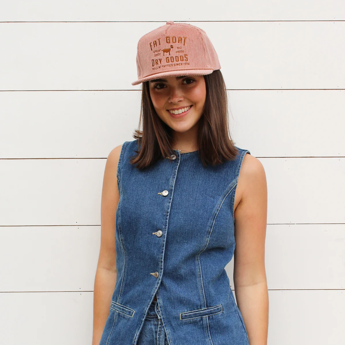Fat Goat Corduroy Trucker Hat- Pink - Image 2