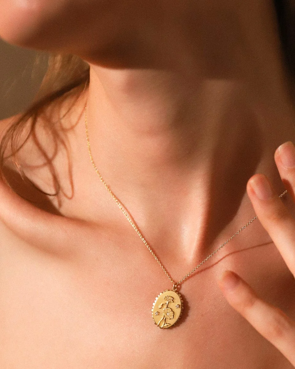 Gold Flower Coin Necklace - Image 2