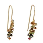 ***Gold Plated Drop Bar Earrings with Multi-color Stones
