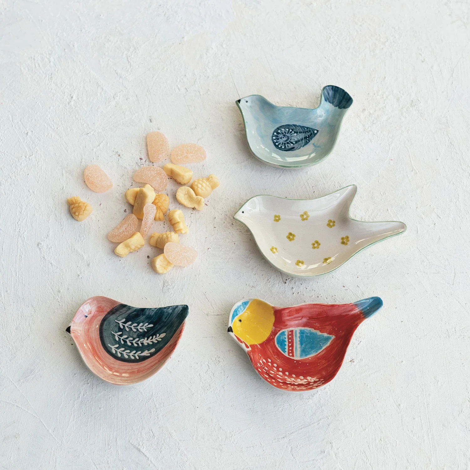 Hand-Painted Stoneware Bird Shaped Dish, 4 Styles - Image 2
