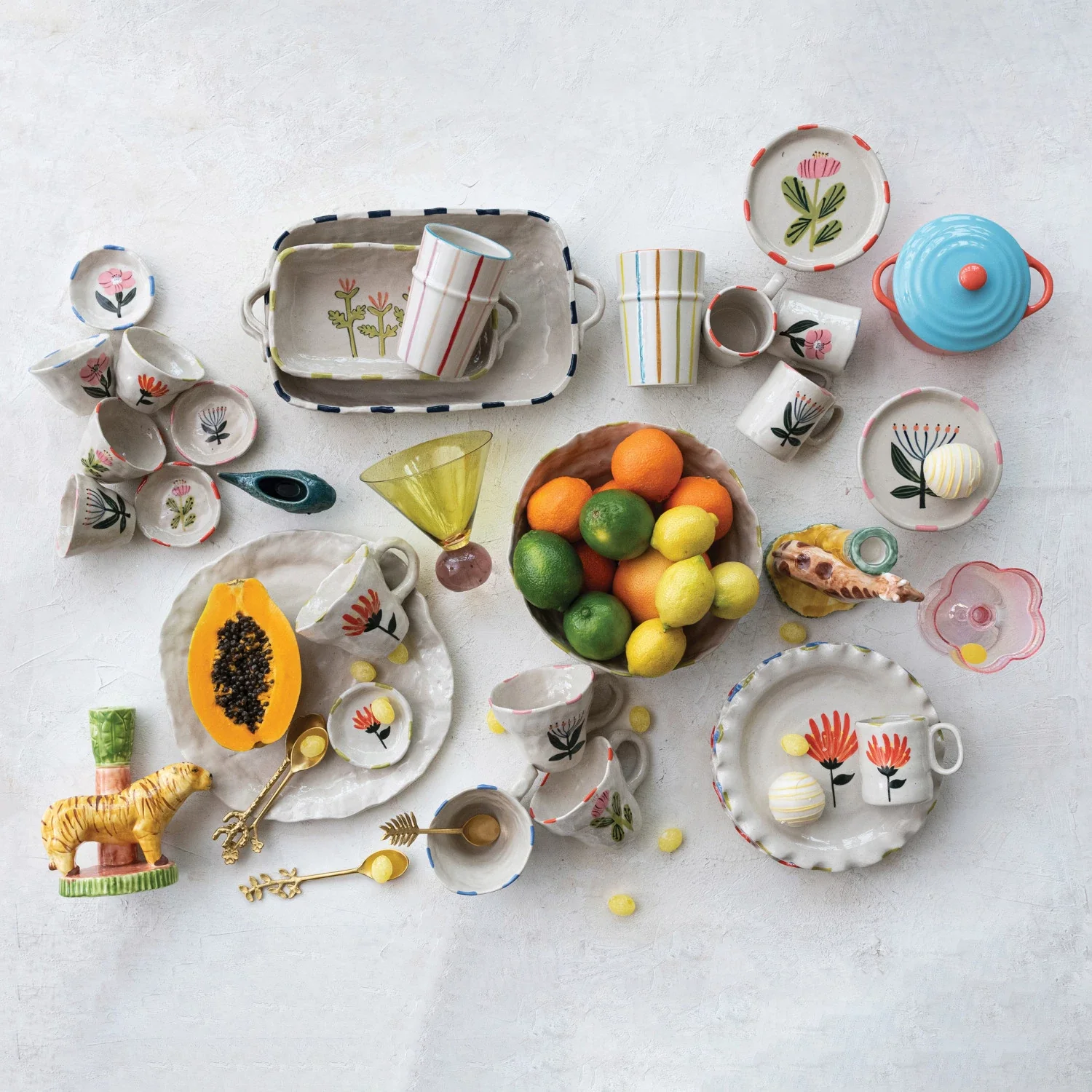 Hand-Painted Stoneware Dish, 4 Styles - Image 2