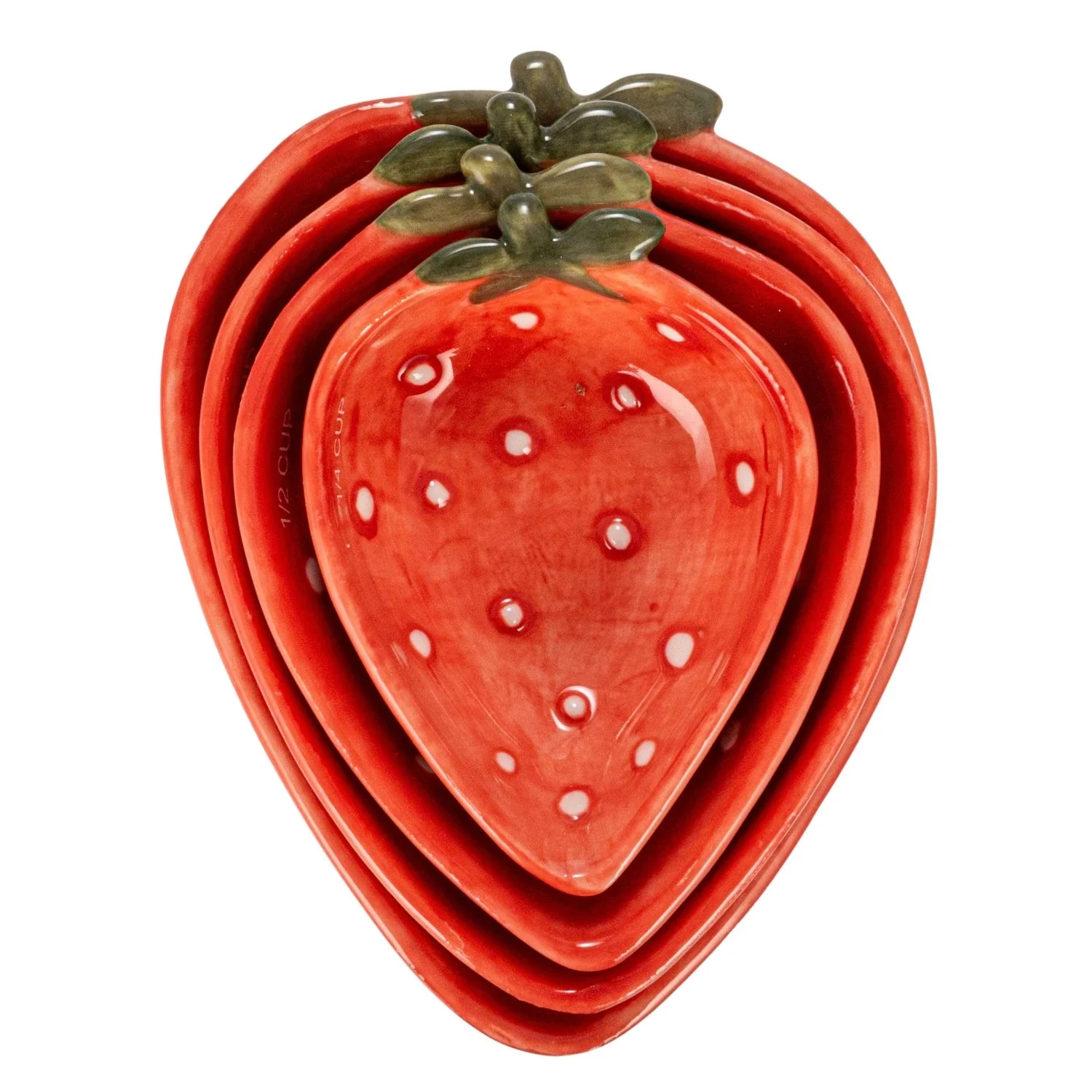 Hand-Painted Strawberry Measuring Cups, Set of 4 - Image 3