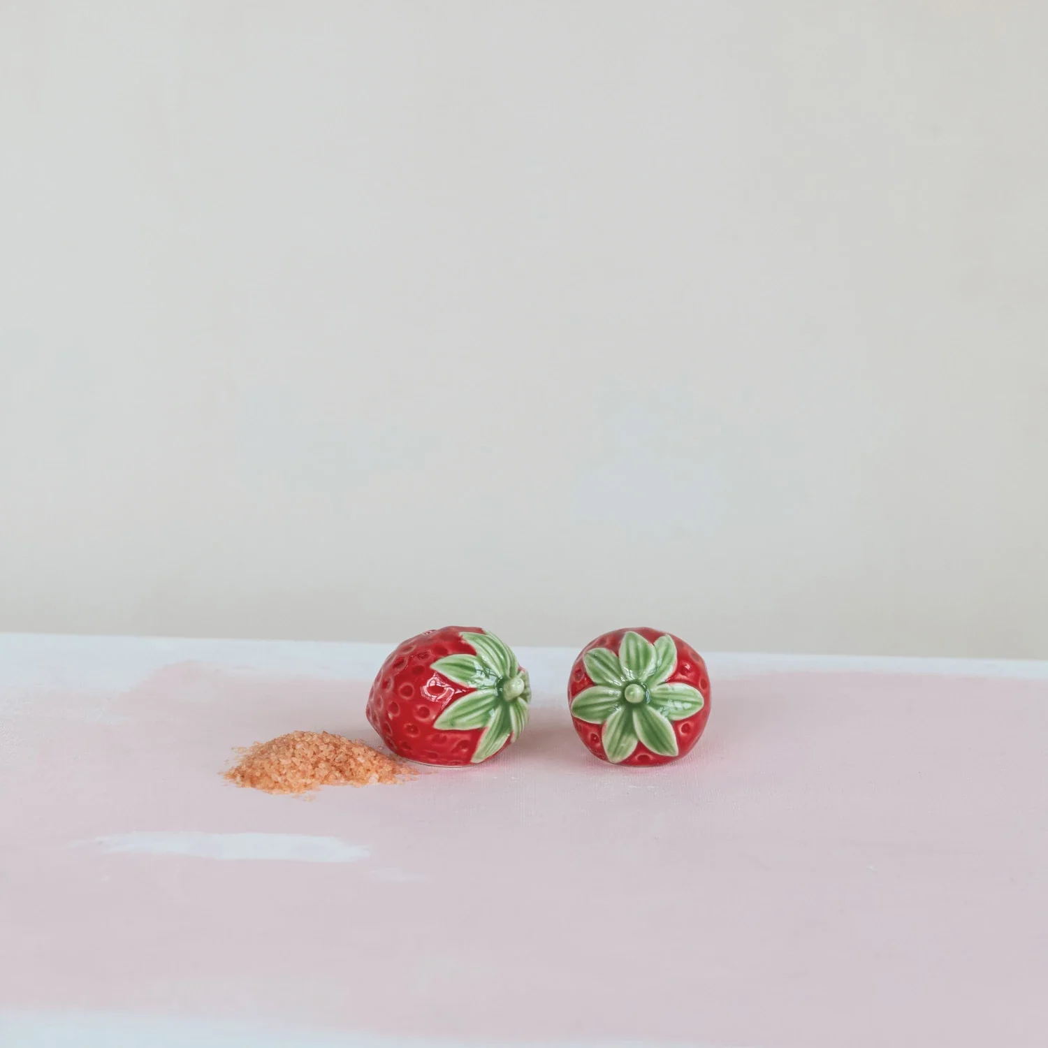 Hand-Painted Strawberry Shaped S & P Shakers, S/2 - Image 2