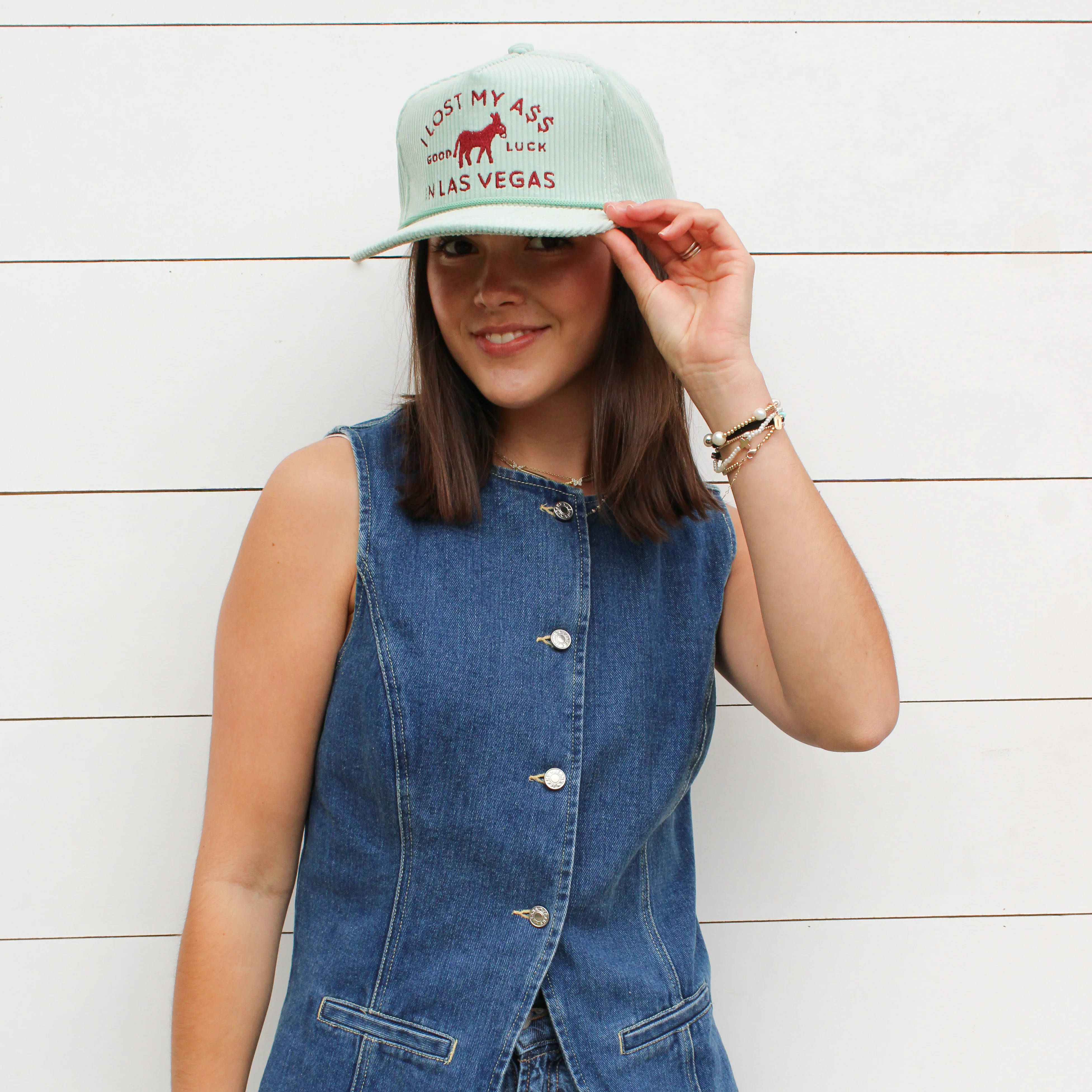I Lost My A$$ Corduroy Trucker Hat- Ice Blue - Image 2