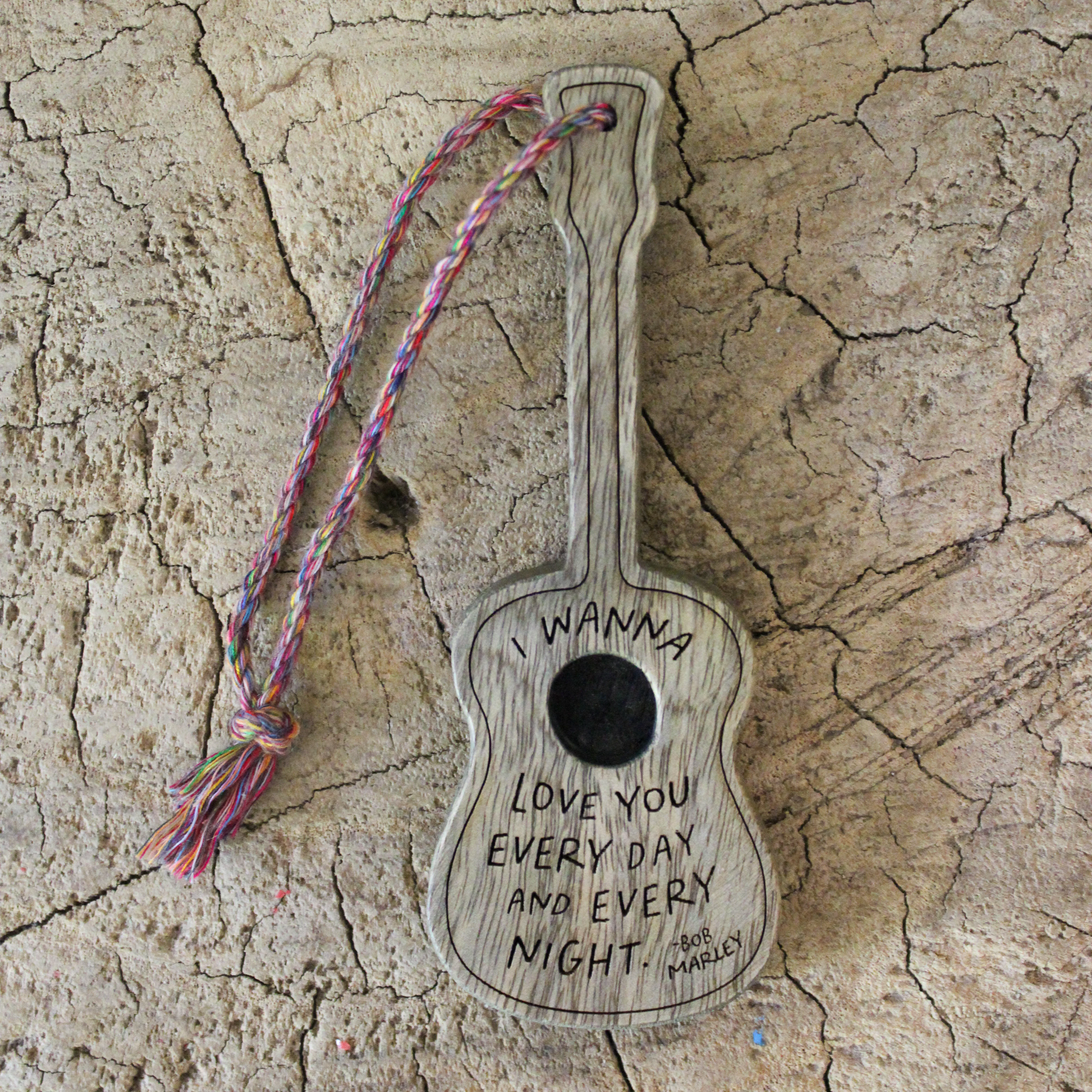 I wanna love you (Bob Marley) Wooden Guitar - 2"x5" - Image 4
