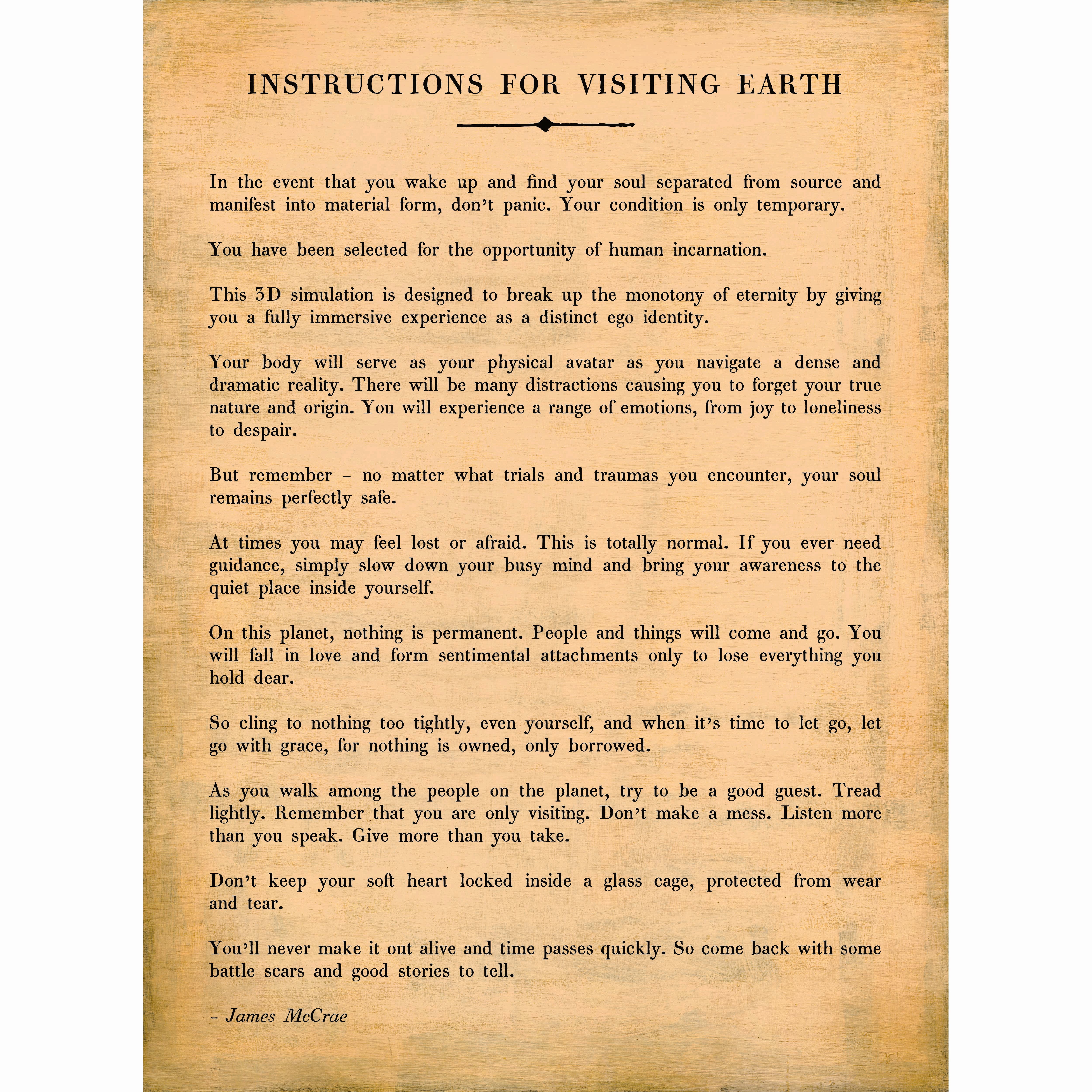 Instructions For Visiting Earth Art Print - Image 5