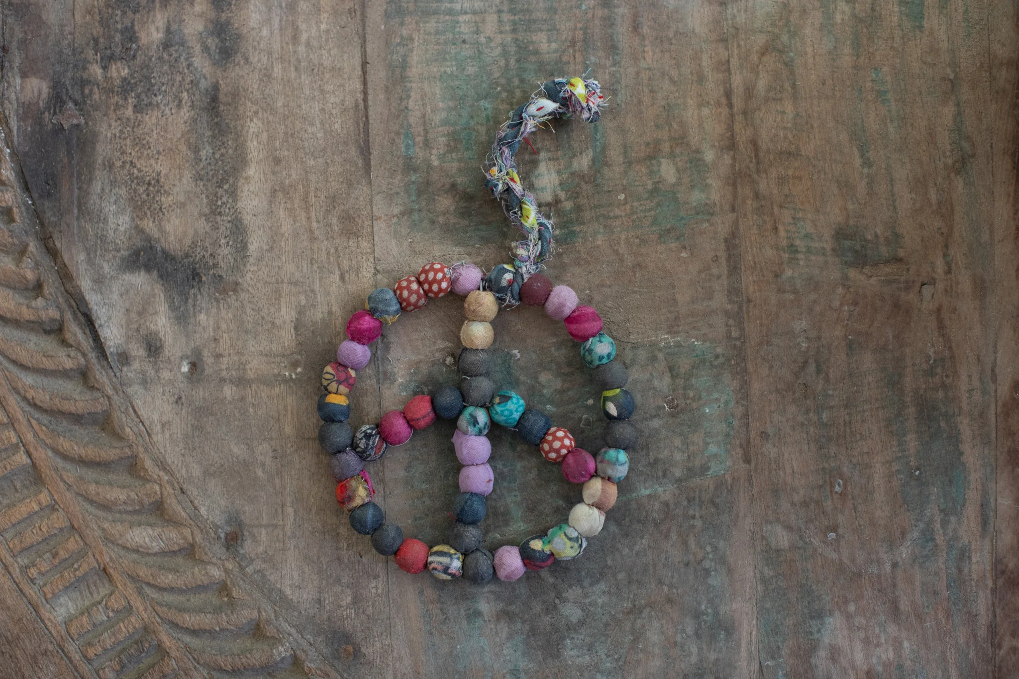 Kantha Ball Peace Sign Ornament - Image 2