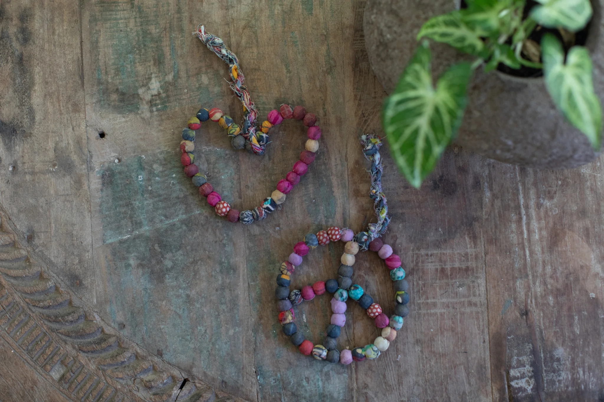Kantha Ball Peace Sign Ornament - Image 3