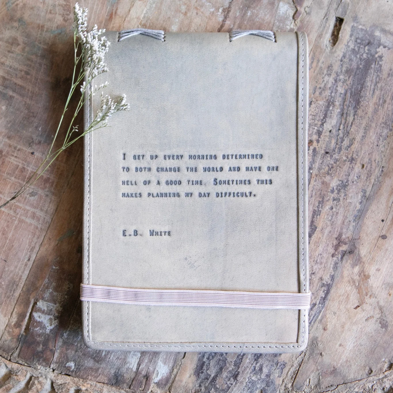 I Get Up Every Morning Signature Leather Journal - Stone - Image 2