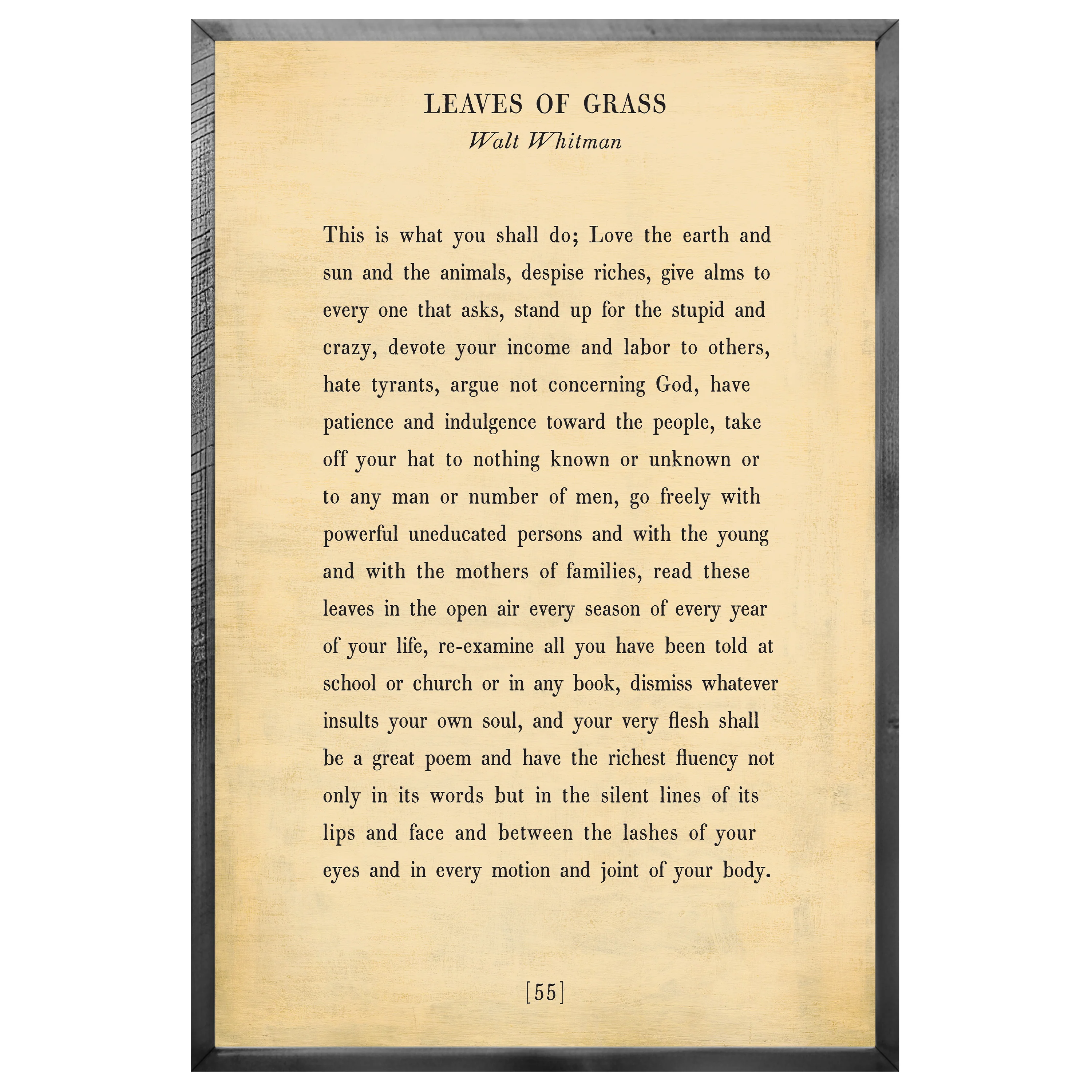 Leaves of Grass - Poetry Collection (Grey Wood) - Art Print