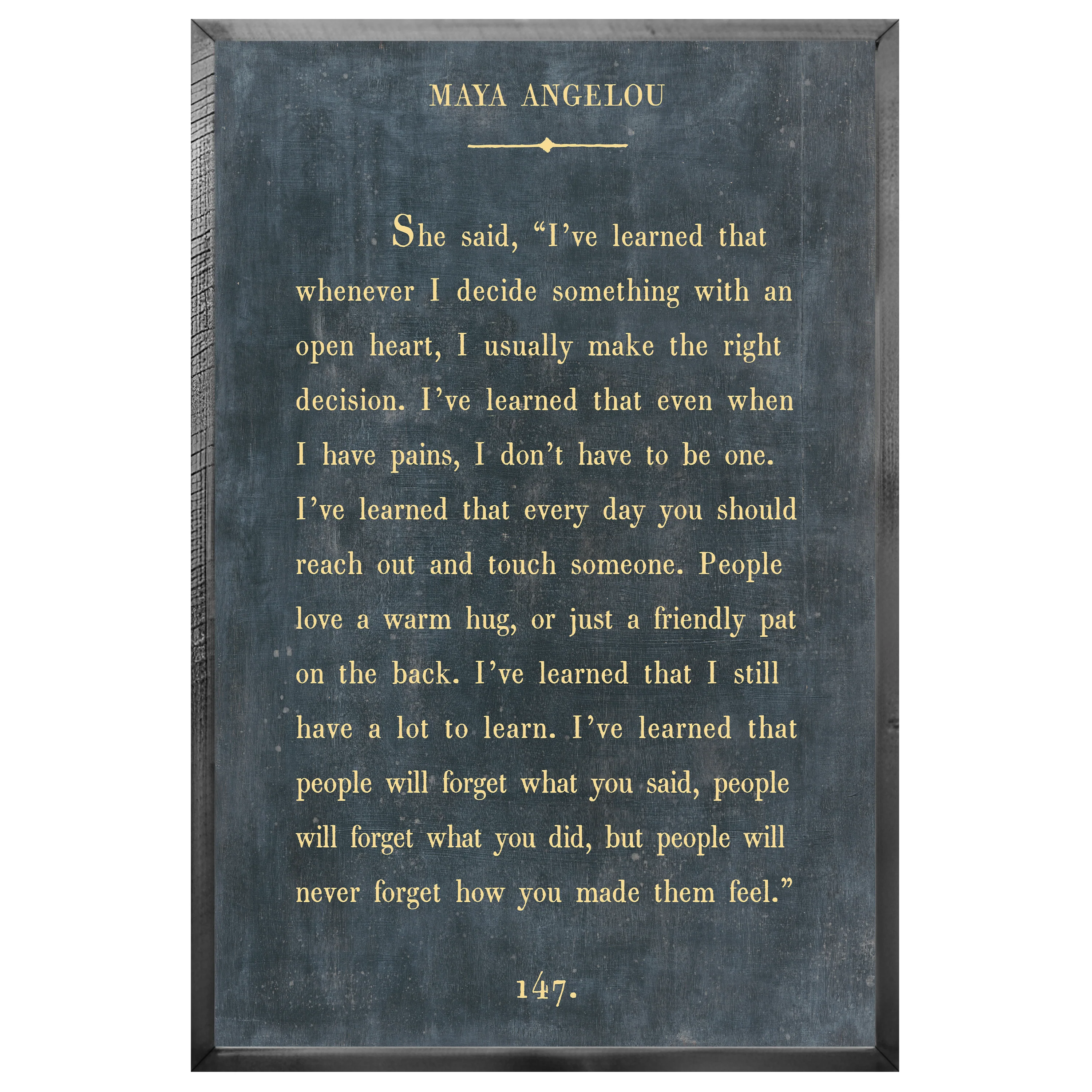 Maya Angelou - Book Collection (Grey Wood) - Art Print