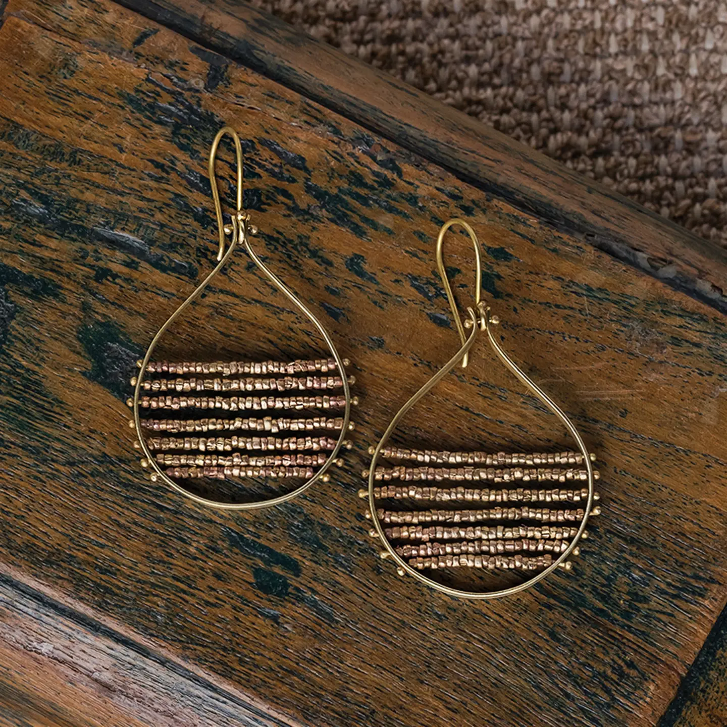 Mela Beaded Earrings, Brass - Image 2