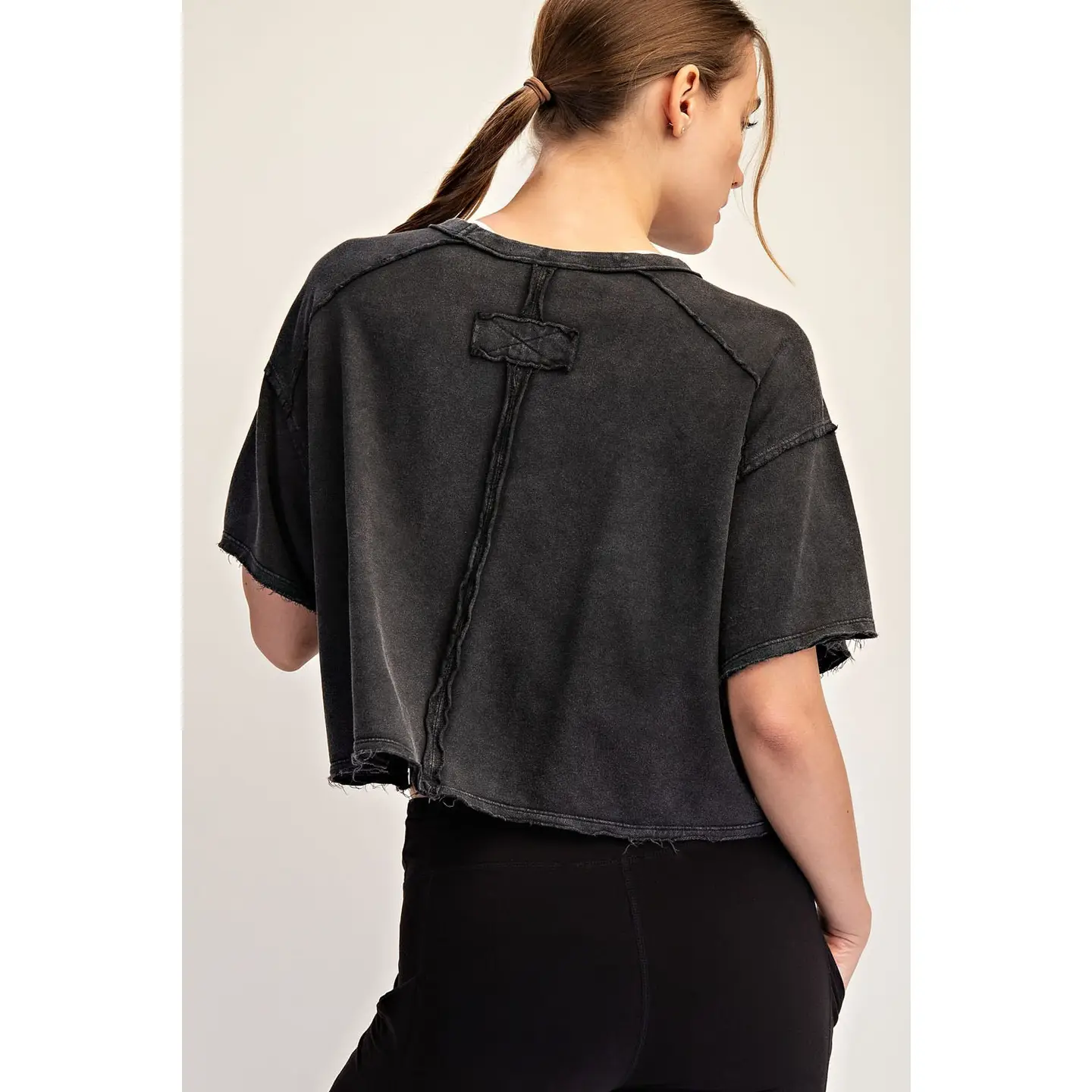 Mineral Washed Terry Butter Cropped Tee - Image 4