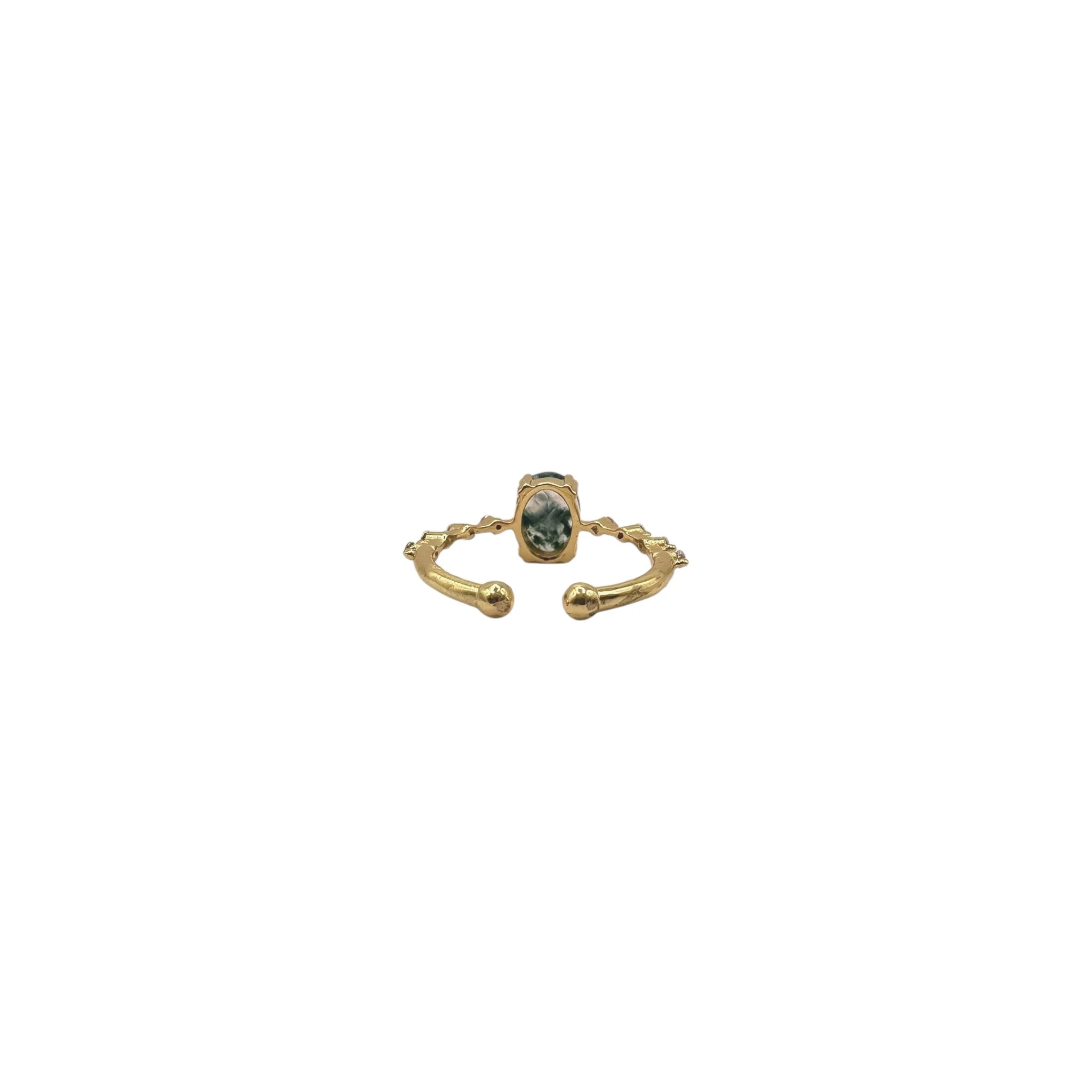 Moss Agate With White CZ detail Ring - Image 4