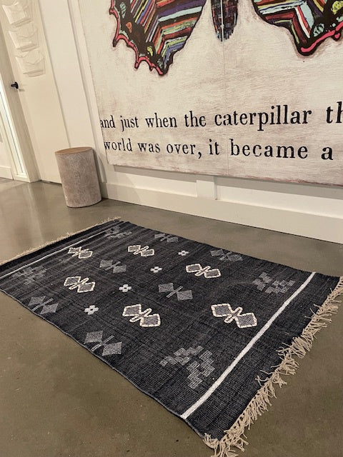 Navy Rug with Fringe 3'x5' - Image 2