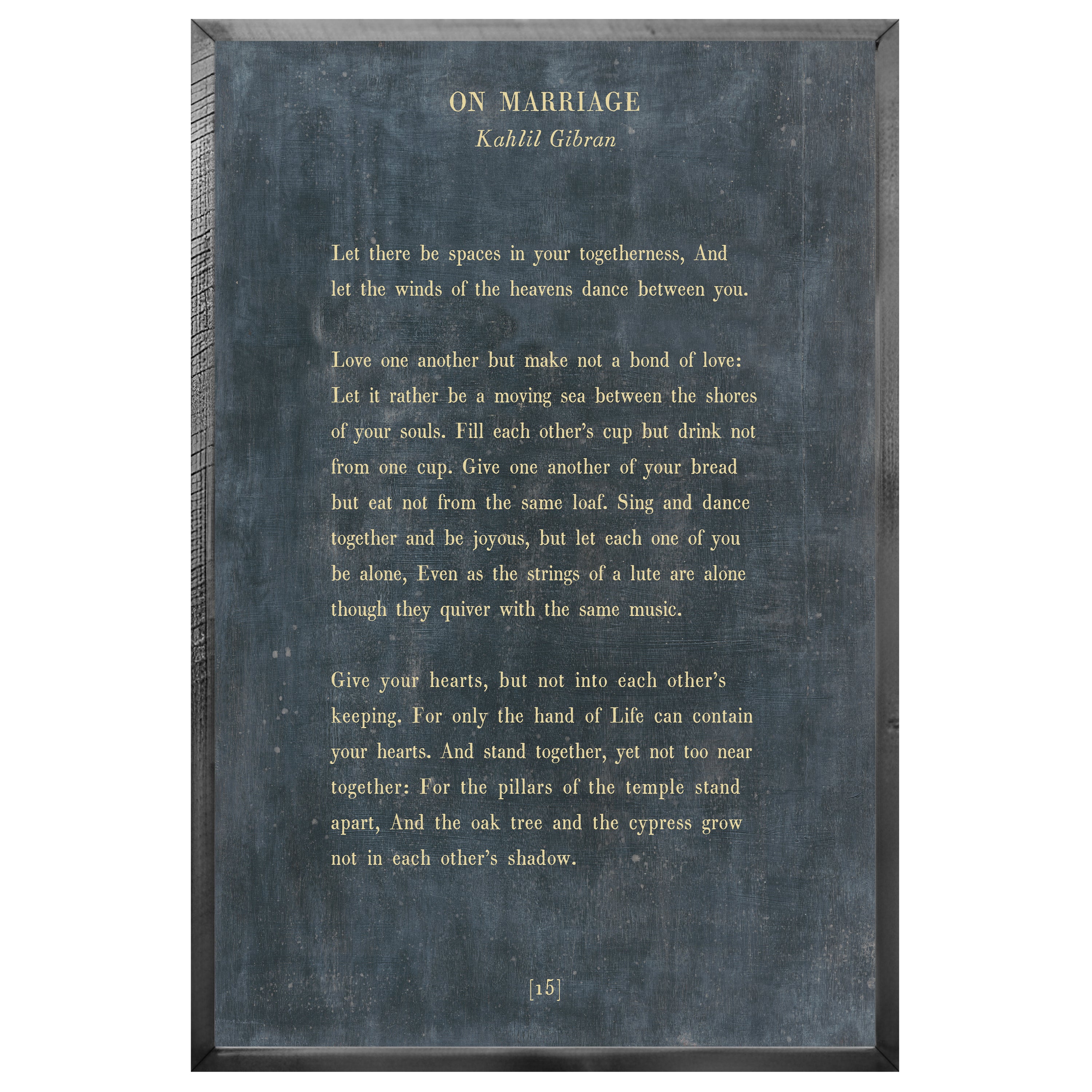 On Marriage Art Print - Grey Wood