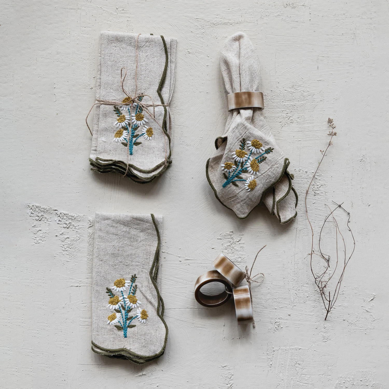 Scalloped Napkins with Contrasting Stitch - Image 2