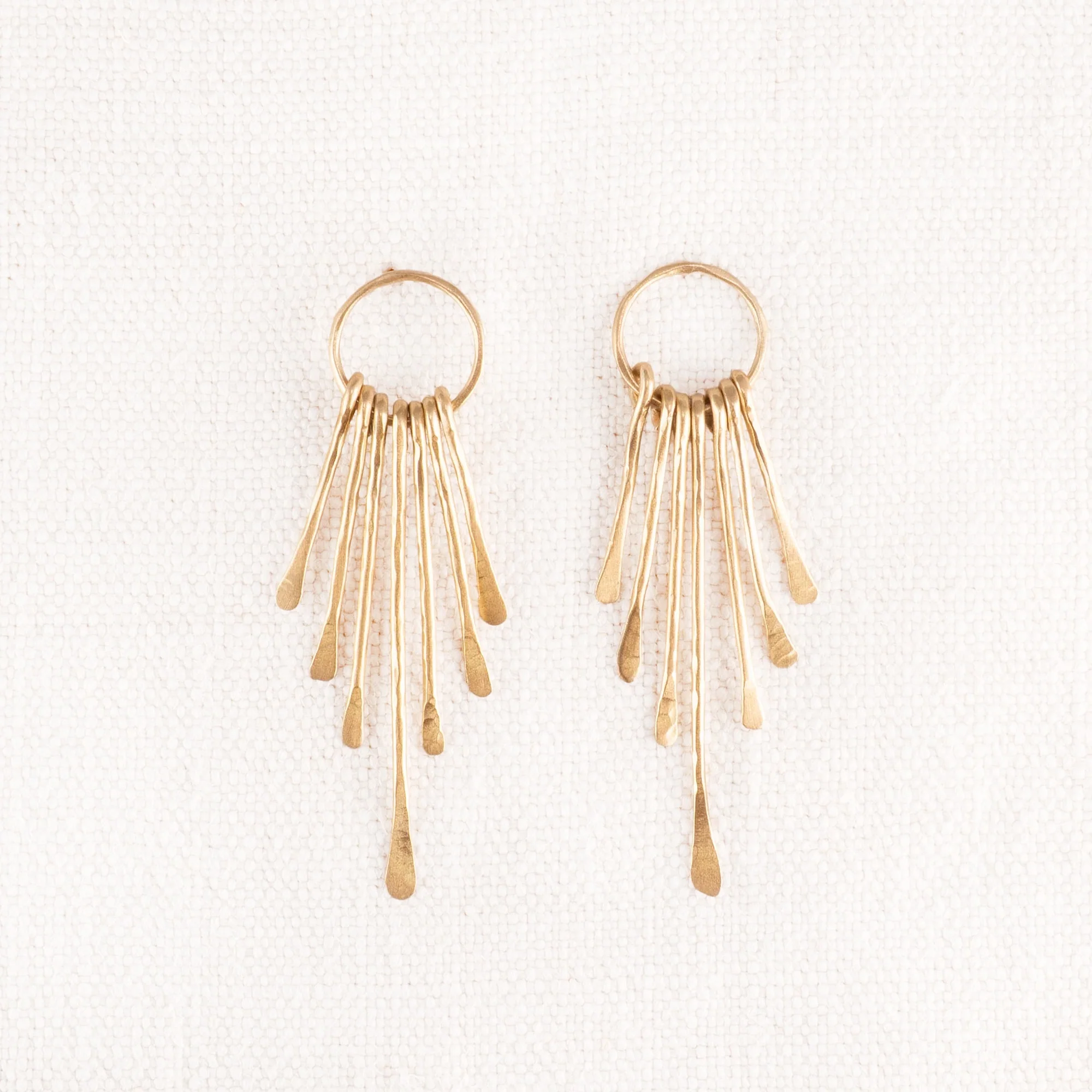 Small Hammered Hoop with Bar Dangle Earrings