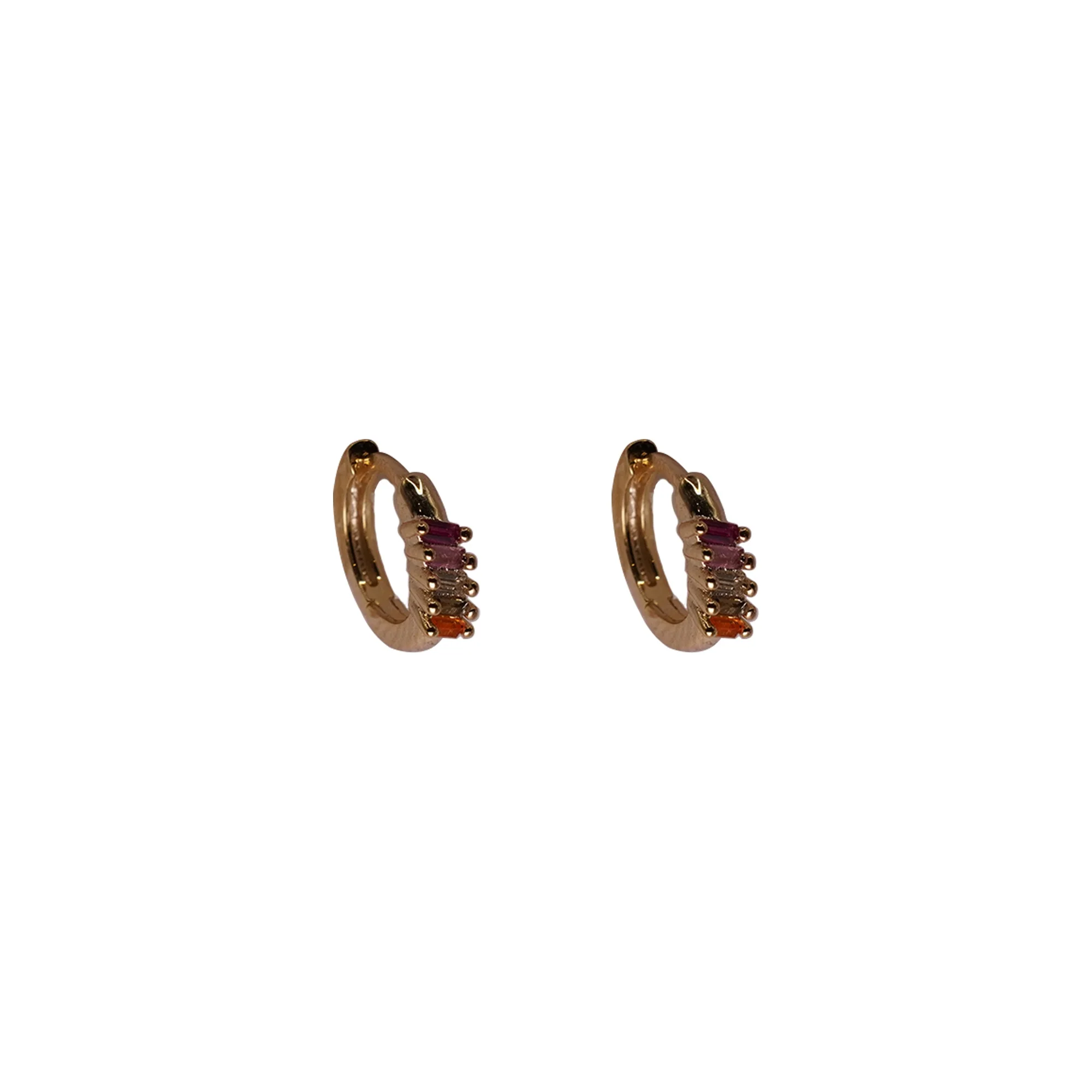 Small Huggie Rainbow bar Earrings