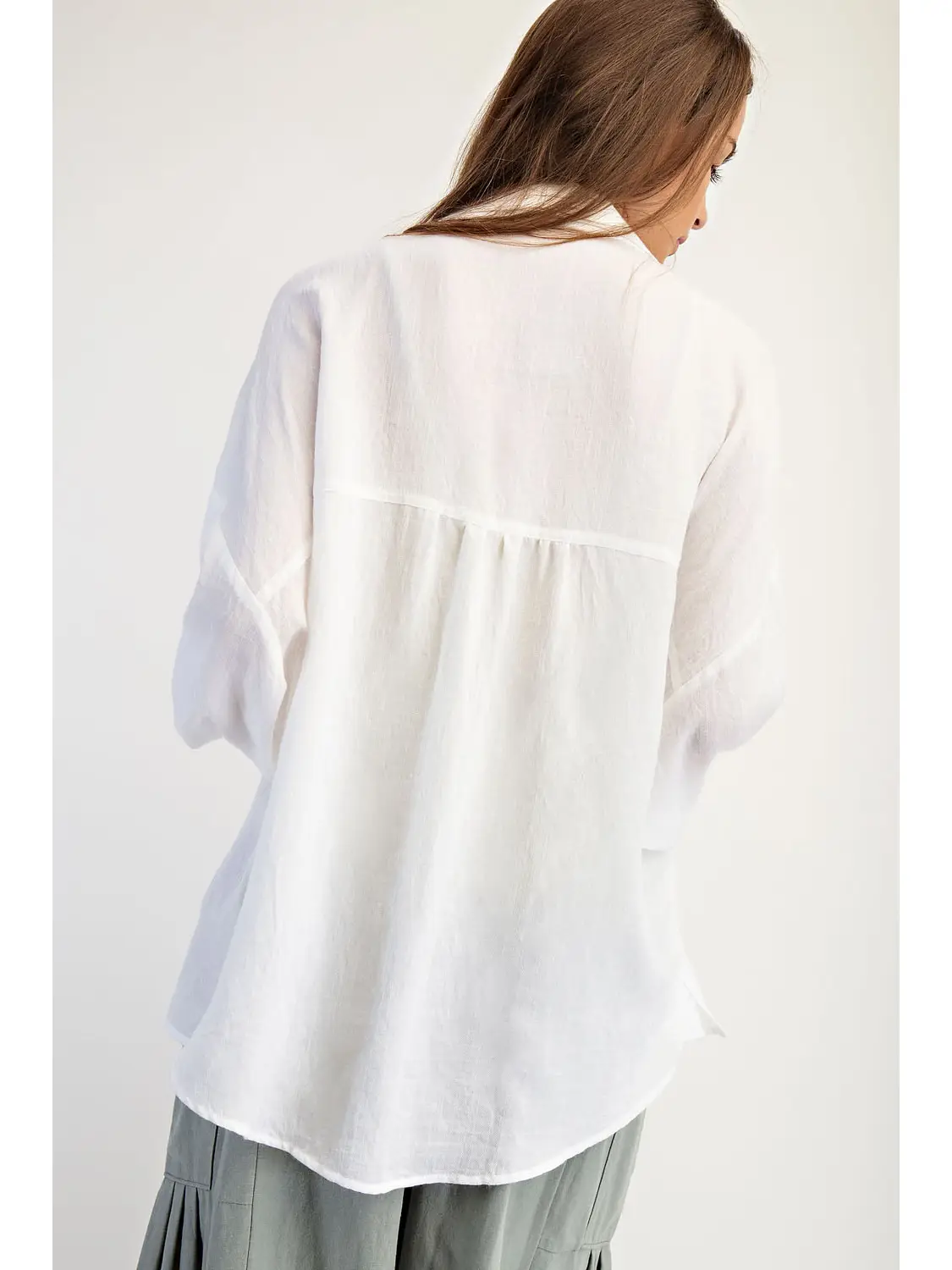 Soft Linen Blend Shirt, White - Image 2