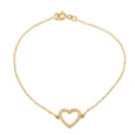 ***Stone Outline Heart Pendant Gold Necklace