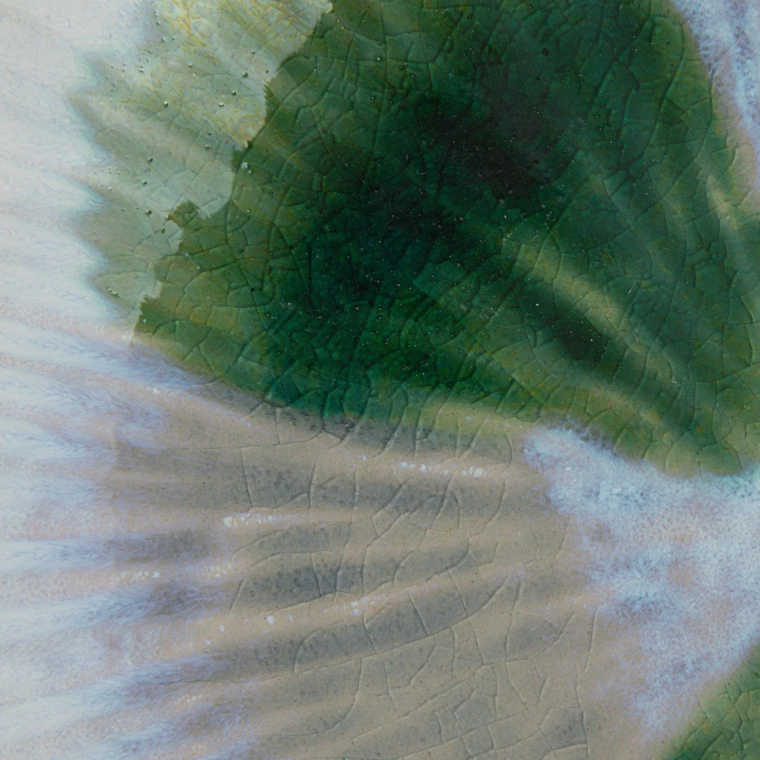 Stoneware Bowl, Reactive Crackle Glaze, 11-1/2" - Image 3