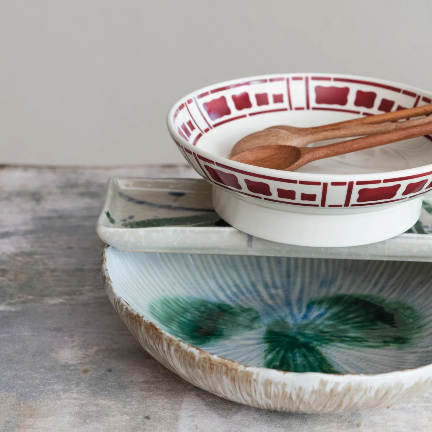 Stoneware Bowl, Reactive Crackle Glaze, 11-1/2" - Image 4
