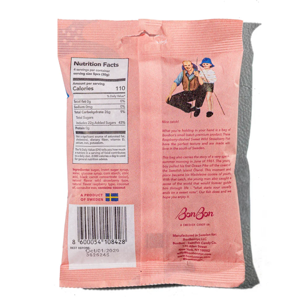 Sweet Wild Strawberry Fish - Swedish Candy 5.2oz - Image 3