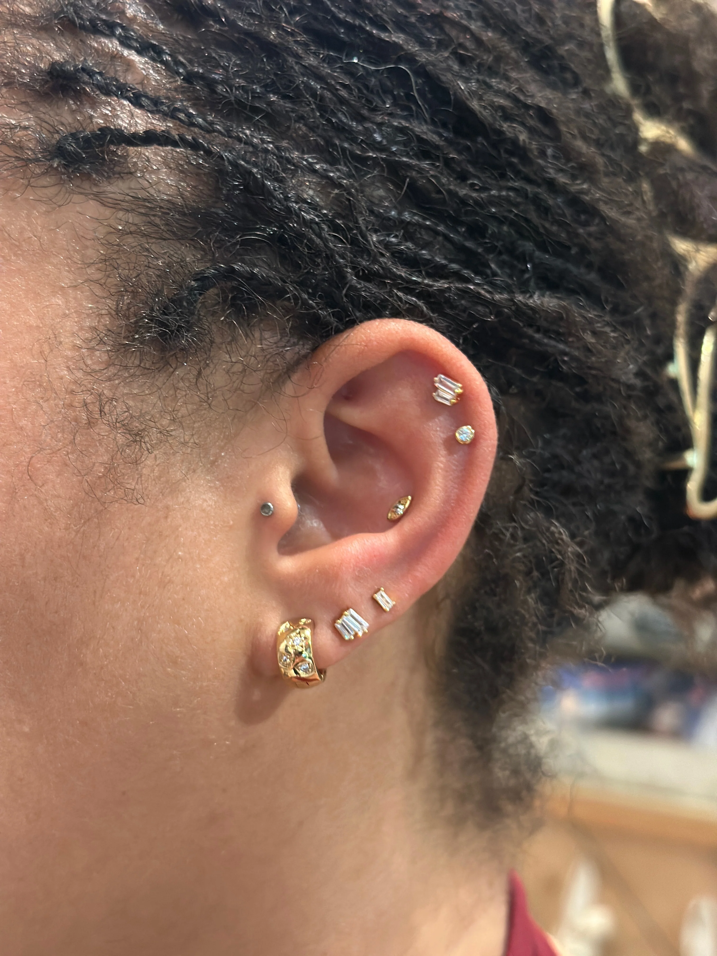Tiny Single Bar Crystal Stud Earrings - Image 2