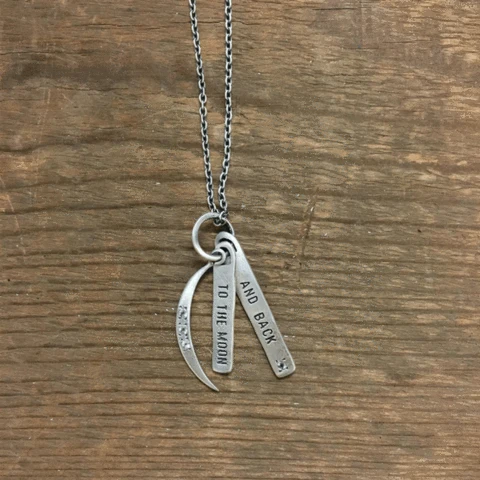 ***To The Moon And Back Silver Necklace - 16