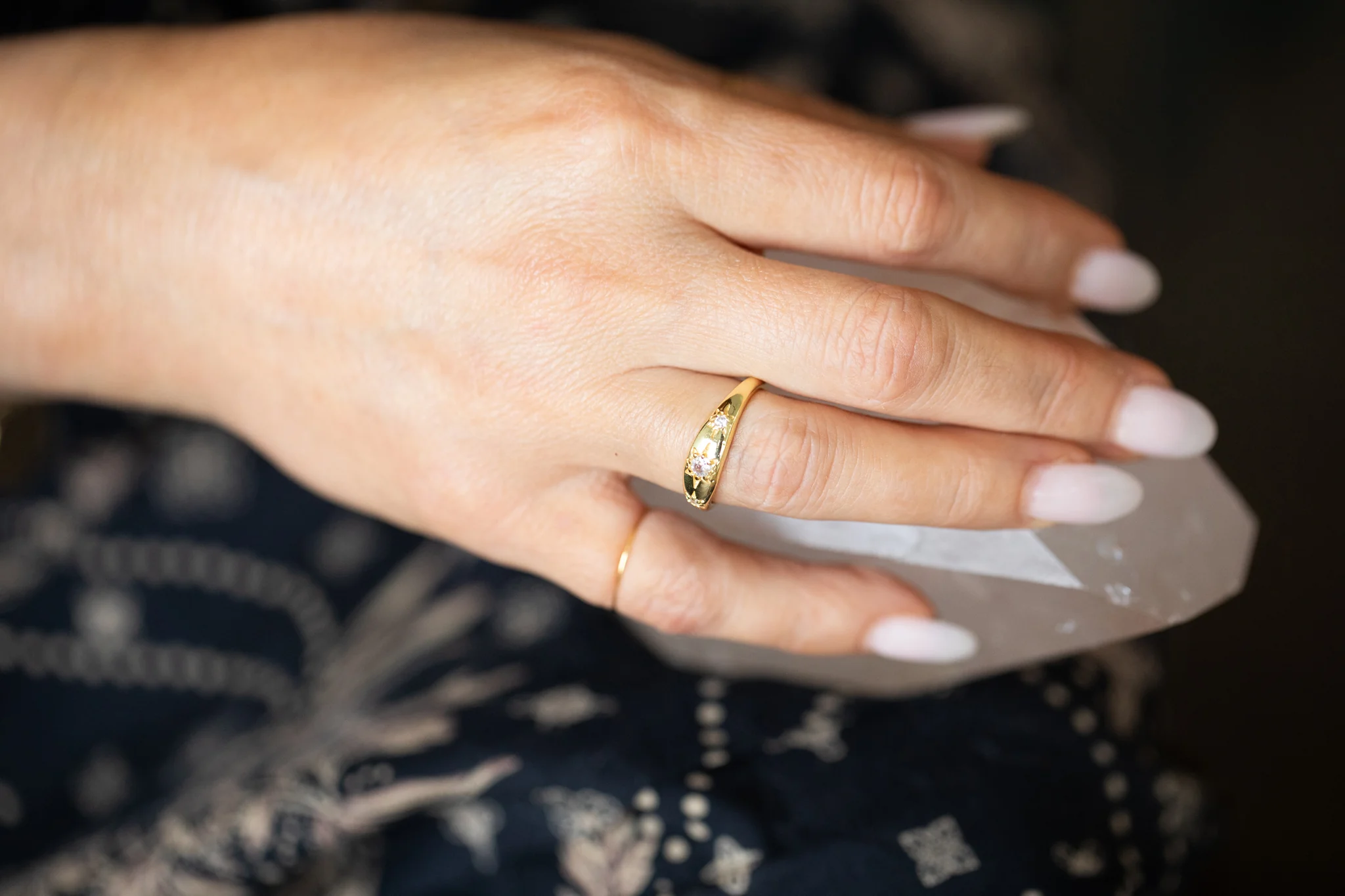 ***Triple White Topaz Starburst Ring - Image 2