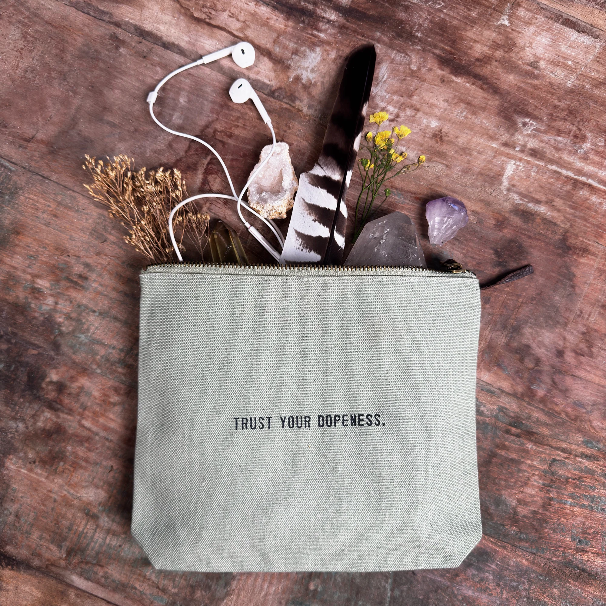 Trust Your Dopeness Canvas Zip Bag- Mint - Image 2