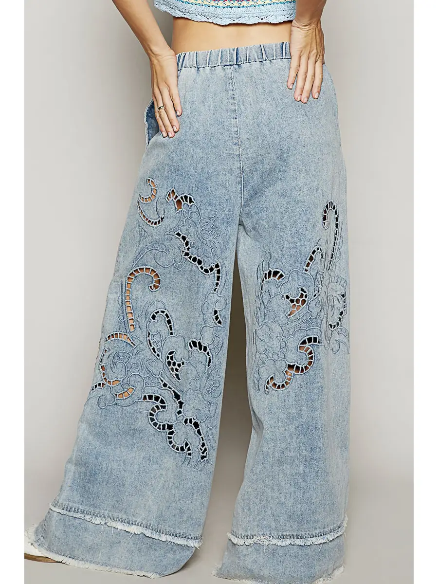 Vintage Washing Outseam Woven Twill Wide Pants - Image 3