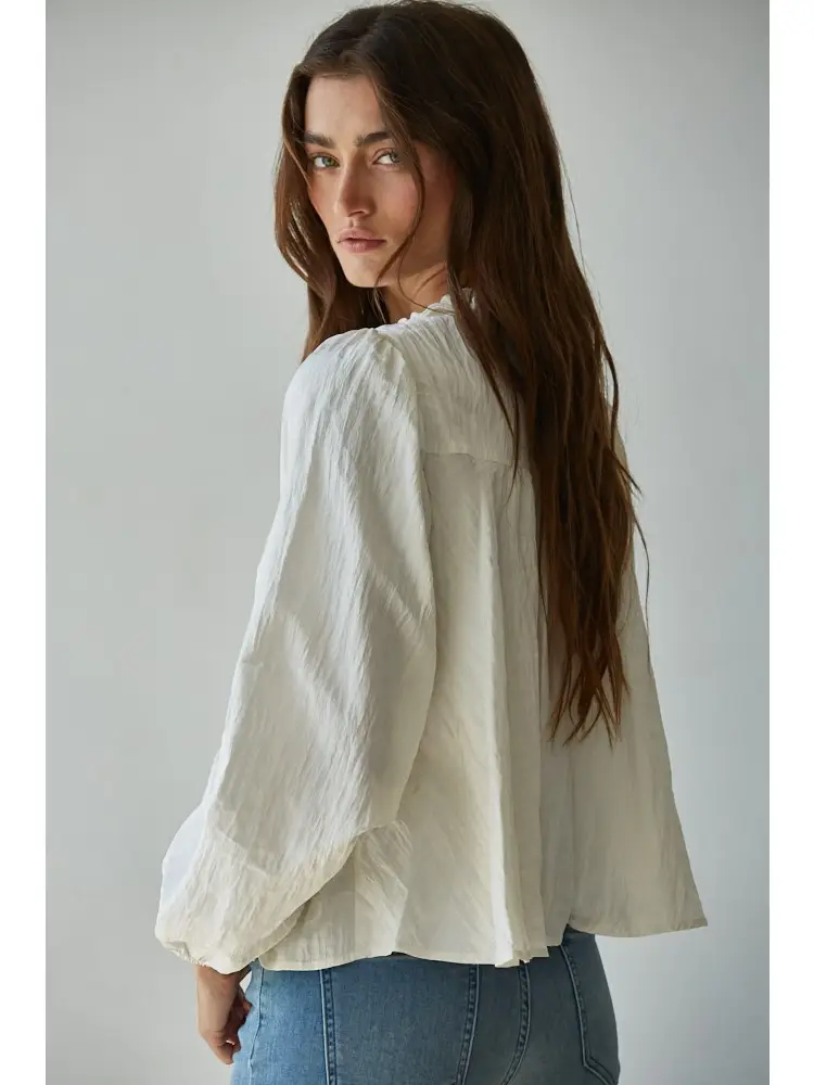 Woven Polyester Nylon Sheer Lace Detail Blouse - Image 3