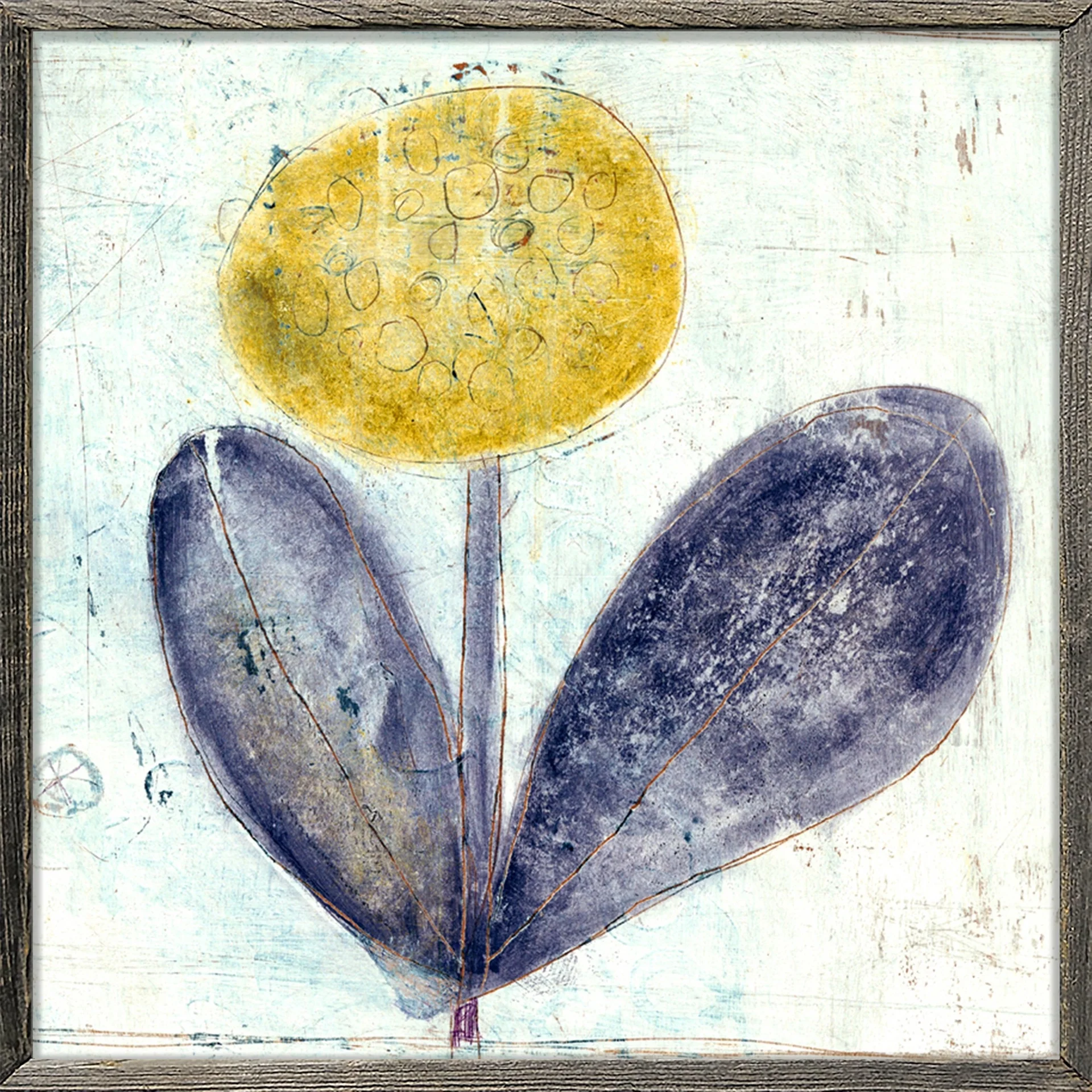 Yellow Flower with Purple Leaves Art Print - Image 2